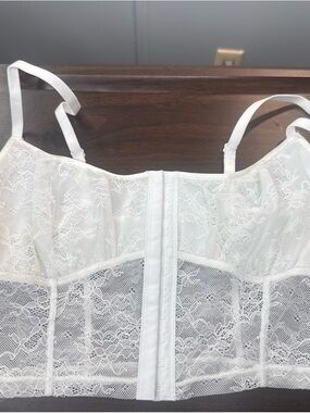 Elegant White Lace Longline Bustier Bralette